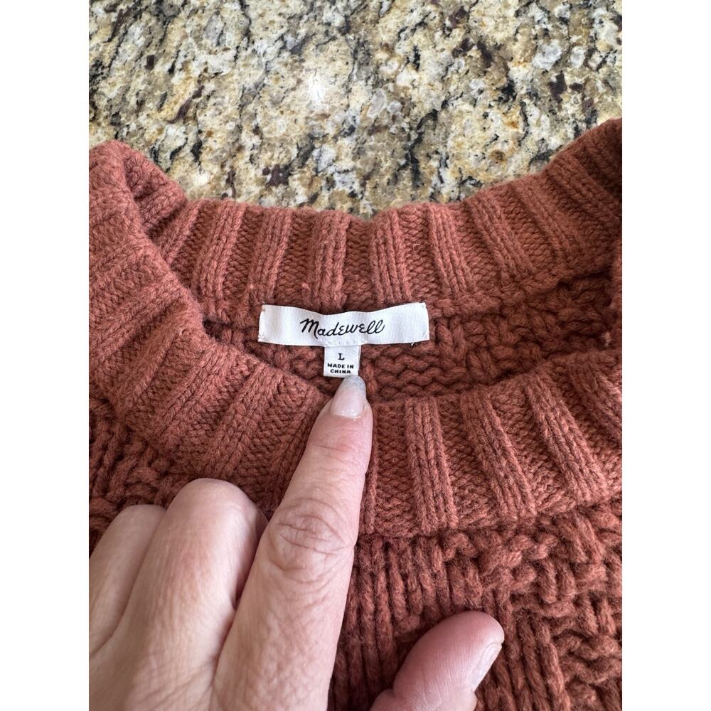 Madewell RidgeCrest Sweater Rust Crew Neck Knit Pullover Women L Fall Cozy - Picture 7 of 12